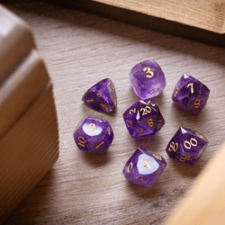 Dwarf Cut Purple Amethyst Gemstone Premium DND Dice Set (ONLINE ORDER ONLY)