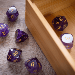 Dwarf Cut Purple Amethyst Gemstone Premium DND Dice Set (ONLINE ORDER ONLY)