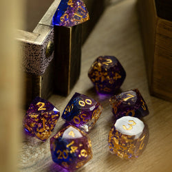 Dwarf Cut Arcane Nebula Handmade Resin DND Dice Set (ONLINE ORDER ONLY)