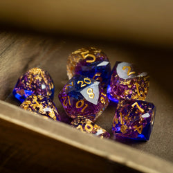 Dwarf Cut Arcane Nebula Handmade Resin DND Dice Set (ONLINE ORDER ONLY)