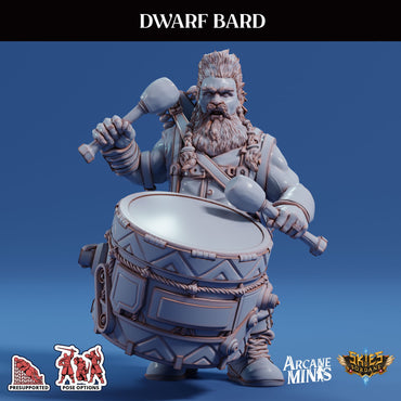 3D Printed Sordane Publishing Arcane Minis Dwarf Bard Swindler's Luck Part Two 28 32mm D&D (Online Only)