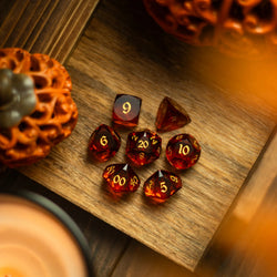 Dwarf Cut Gold Gemstone Glass Premium DND Dice Set (ONLINE ORDER ONLY)