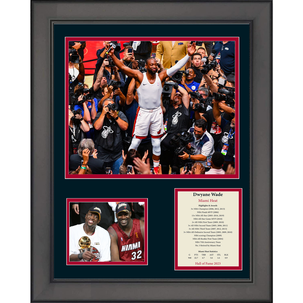Framed Dwyane Wade Hall of Fame Miami Heat 11"x14" Basketball Three Photo Collage (ONLINE ORDER ONLY)