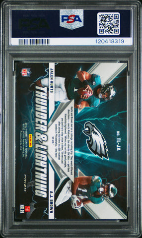 Graded 2022 Panini Zenith AJ Brown/Jalen Hurts #TLJA Thunder & Lightning Football Card PSA 10 Gem Mint (ONLINE ORDER ONLY)