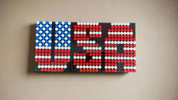 Build-It-Yourself DIY USA Flag Brick Sign Kit – 32x16 Studs | Red, White & Blue Mosaic on Black Base (ONLINE ORDER ONLY)