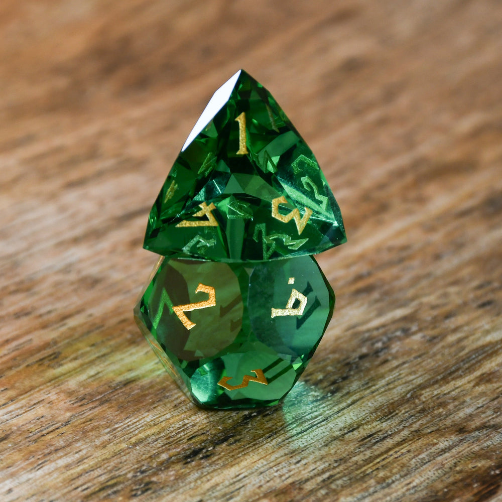 Emerald Multifaceted Glass Dice Set (ONLINE ORDER ONLY)