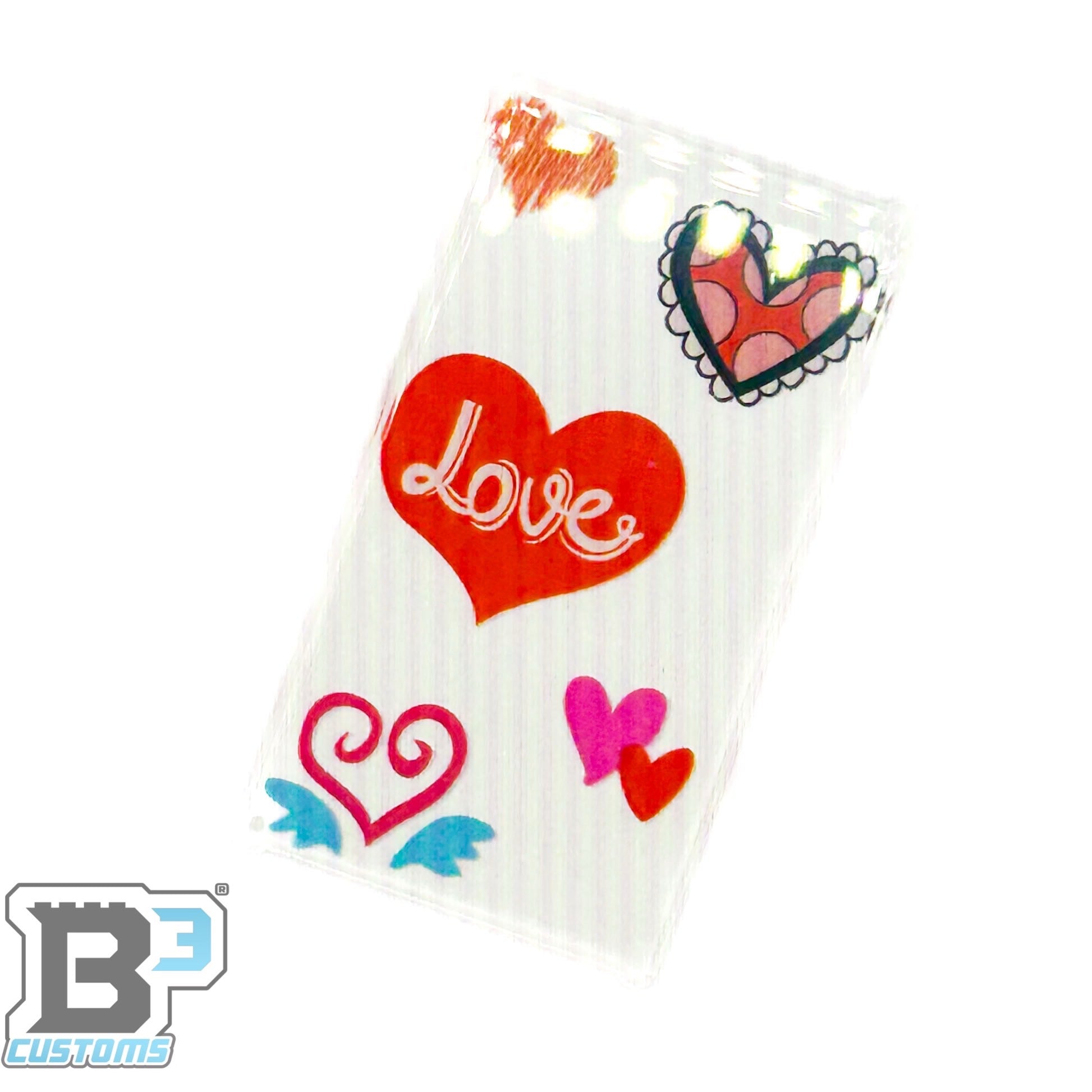 Love Hearts Valentine's Day 4x6 Glass Window made with LEGO part - B3 Customs (Online Order Only)