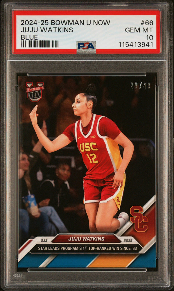 Graded 2024 Topps Bowman U Now JuJu Watkins #66 Blue /49 Rookie RC Basketball Card PSA 10 Gem Mint (ONLINE ORDER ONLY)