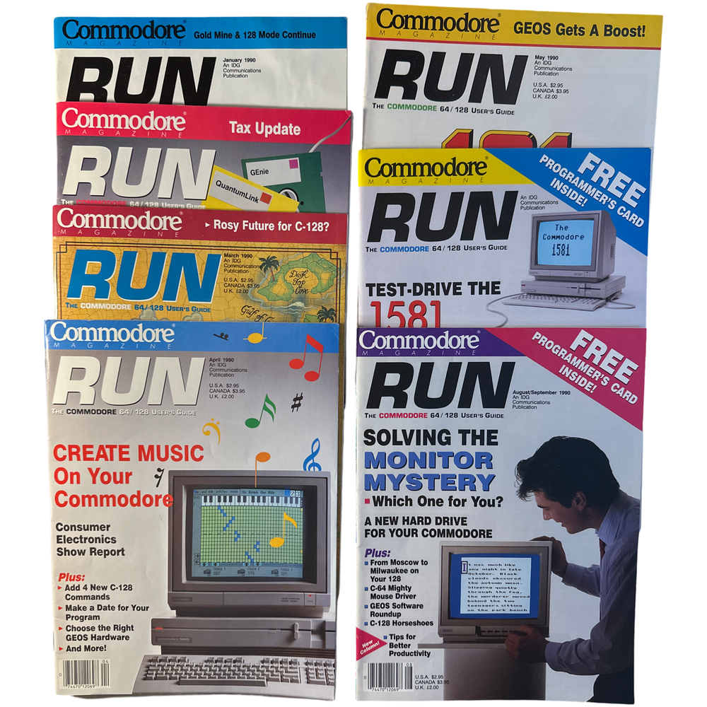 Commodore Run Magazine 1990 Back Issue(s) C64 C128 VIC-20 Commodore 64 Magazine (Online Order Only)