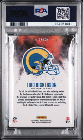 Graded 2024 Panini Phoenix Eric Dickerson #CBEDN Color Blast Football Card PSA 10 Gem Mint (ONLINE ORDER ONLY)