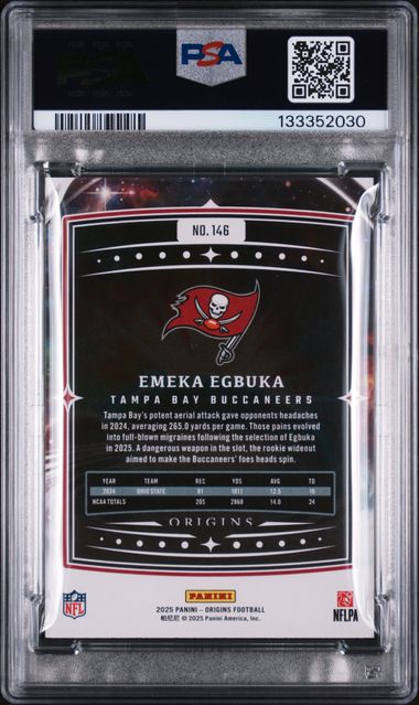 Graded 2025 Panini Origins Emeka Egbuka #146 Rookie RC Football Card PSA 10 Gem Mint (ONLINE ORDER ONLY)