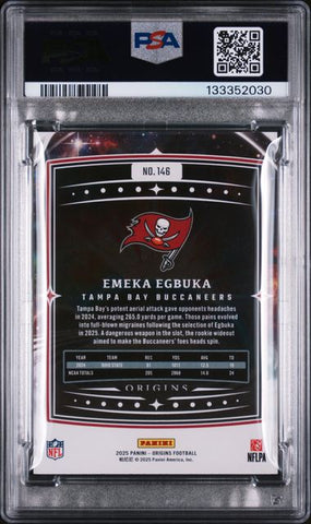 Graded 2025 Panini Origins Emeka Egbuka #146 Rookie RC Football Card PSA 10 Gem Mint (ONLINE ORDER ONLY)