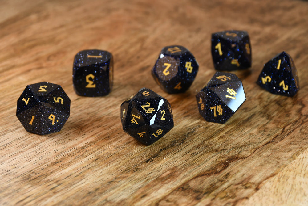 Blue Sandstone Multifaceted Stone Dice Set (ONLINE ORDER ONLY)
