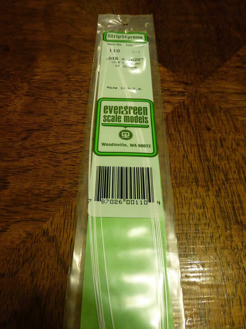 EVG110 White Dimensional Styrene Plastic Strips .015 x .020 x 14in (10) (ONLINE ORDER ONLY)