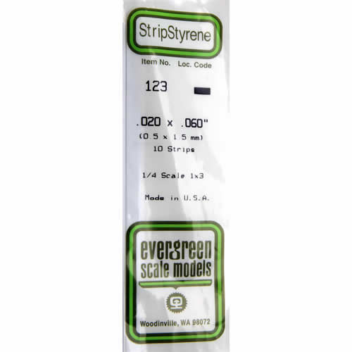EVG123 White Dimensional Strips .020in x .060in x 14in (10) (ONLINE ORDER ONLY)