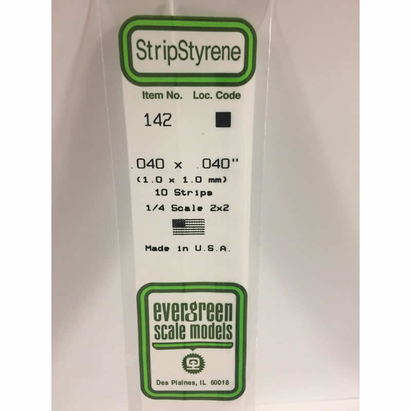EVG142 White Dimensional Strips .040in x .040in x 14in (10) Evergreen (ONLINE ORDER ONLY)