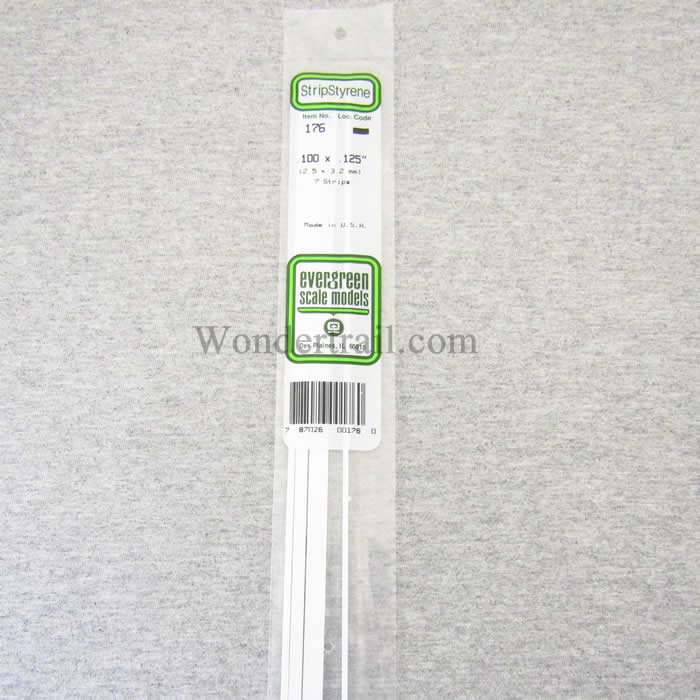 EVG176 White Dimensional Strips .100in x .125in x 14in (7) Evergreen (ONLINE ORDER ONLY)