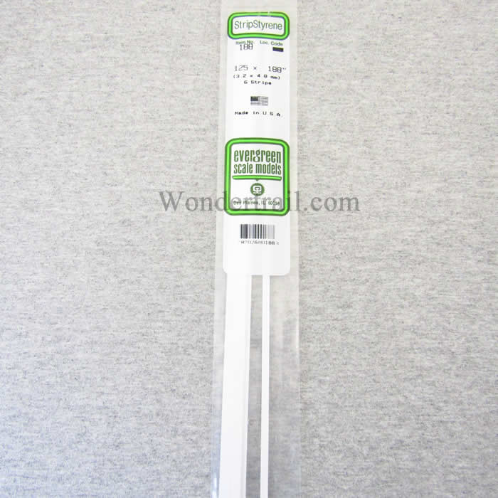 EVG188 White Dimensional Strips .125in x .188in x 14in (6) Evergreen (ONLINE ORDER ONLY)