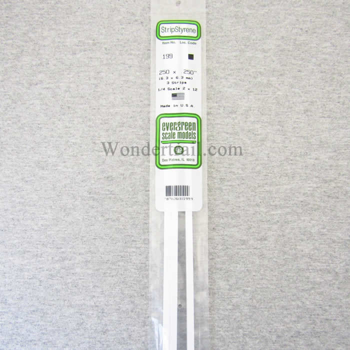 EVG199 Dimensional Strip 1/4in X 1/4in x 14in (4) Evergreen (ONLINE ORDER ONLY)