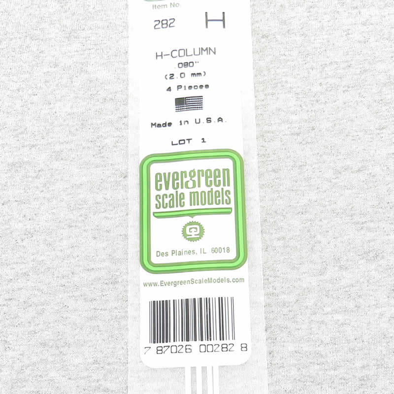 EVG282 H-Columns Polystyrene .080in x 14in Pack of 4 Evergreen (ONLINE ORDER ONLY)