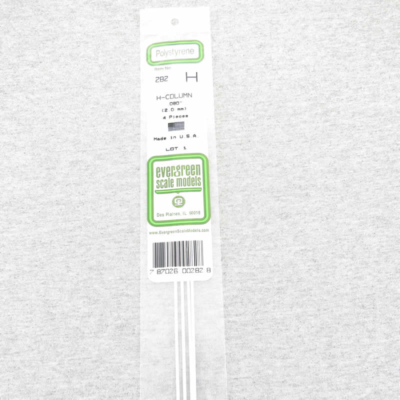 EVG282 H-Columns Polystyrene .080in x 14in Pack of 4 Evergreen (ONLINE ORDER ONLY)
