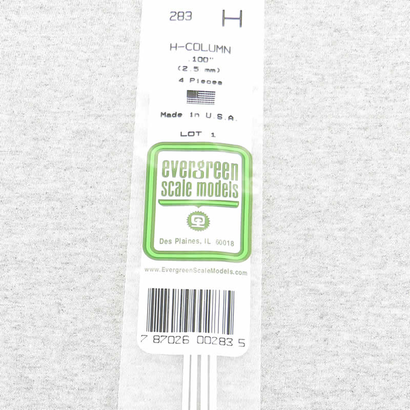 EVG283 H-Columns Polystyrene .100in x 14in Pack of 4 Evergreen (ONLINE ORDER ONLY)