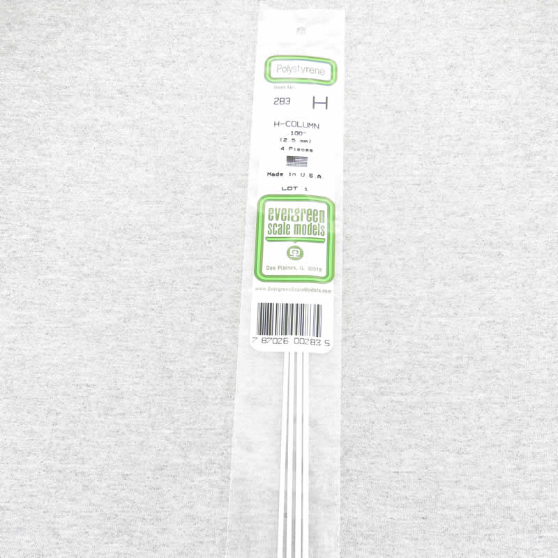 EVG283 H-Columns Polystyrene .100in x 14in Pack of 4 Evergreen (ONLINE ORDER ONLY)