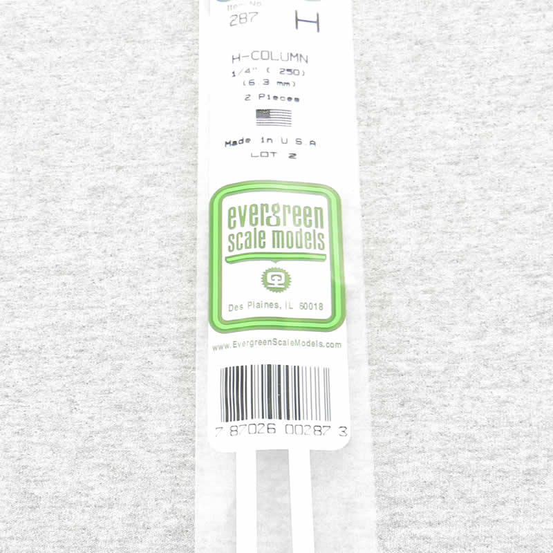 EVG287 H-Columns Polystyrene .250in x 14in Pack of 2 Evergreen (ONLINE ORDER ONLY)