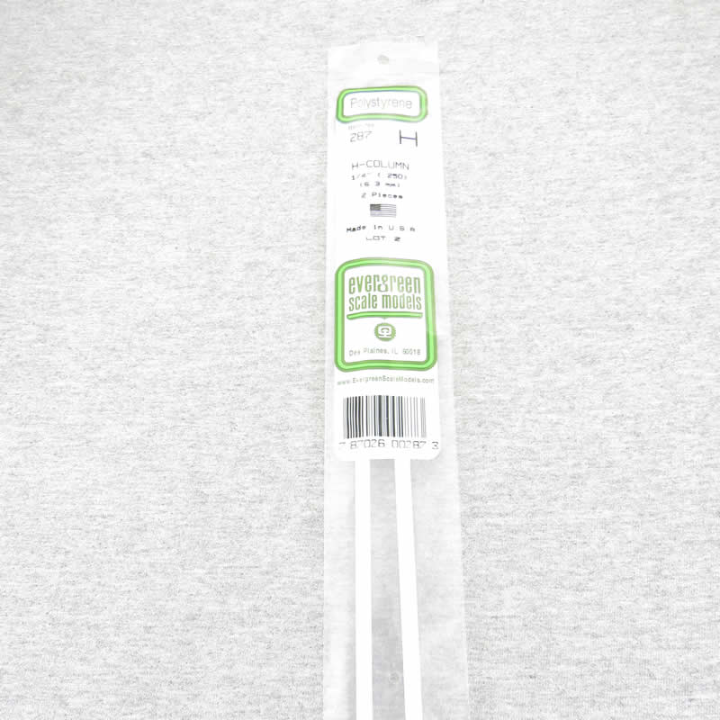EVG287 H-Columns Polystyrene .250in x 14in Pack of 2 Evergreen (ONLINE ORDER ONLY)