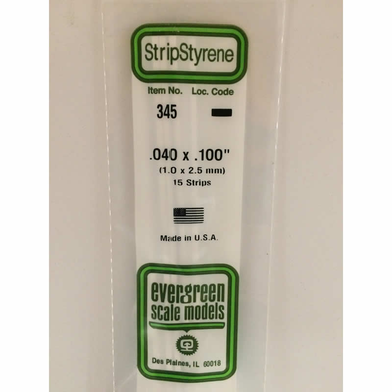 EVG345 Dimensional Strips .040in x .100in x 24in (15) (ONLINE ORDER ONLY)