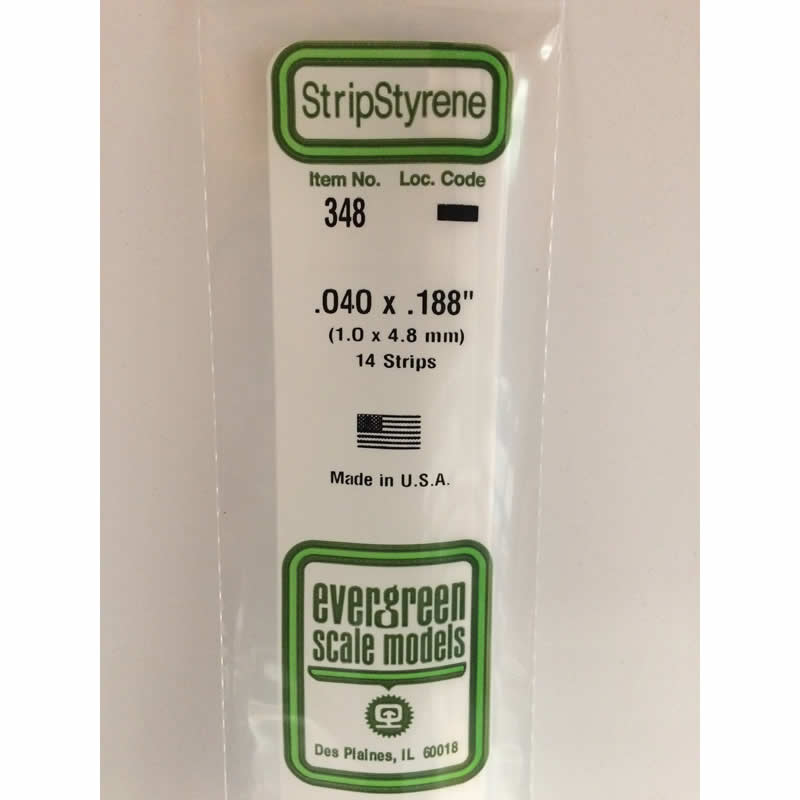 EVG348 Dimensional Strips .040in x .188in x 24in (14) (ONLINE ORDER ONLY)