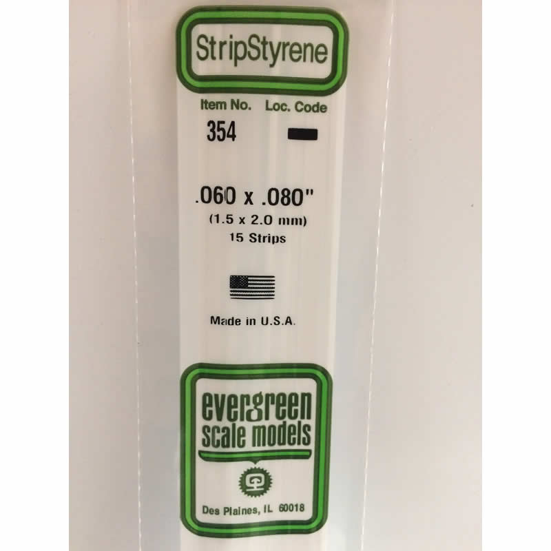 EVG354 Dimensional Strips .060in x .080in x 24in (15) (ONLINE ORDER ONLY)