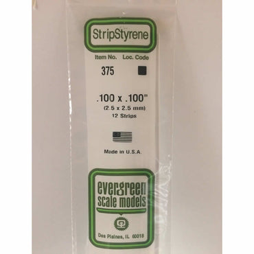 EVG375 Strene Dimensional Strips .100in x .100in x 24in (12) Evergreen (ONLINE ORDER ONLY)