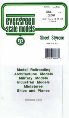 EVG9006 Styrene Sheets 6x12x.010 Clear by Evergreen (ONLINE ORDER ONLY)