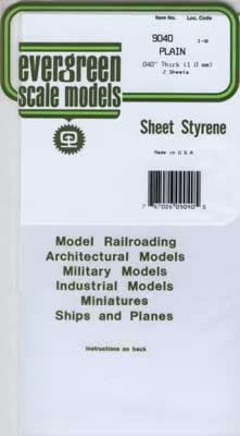 EVG9040 Styrene Sheets 6x12x.40 White by Evergreen (ONLINE ORDER ONLY)