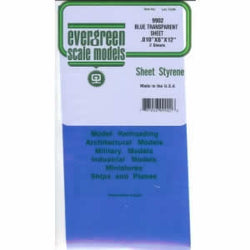 EVG9902 Blue Transparent Styrene Sheets 2 Pk .010x6x12 Inches Evergreen (ONLINE ORDER ONLY)