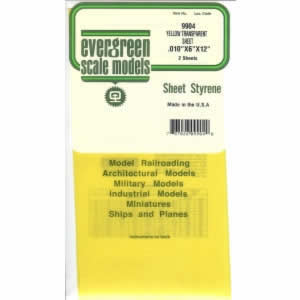 EVG9904 Yellow Transparent Styrene Sheets 2 Pk .010x6x12 Inches Evergreen (ONLINE ORDER ONLY)