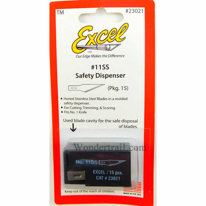 EXL23021 Stainless Steel Honed #11 Blades 15 piece in Dispenser Excel Tools (ONLINE ORDER ONLY)