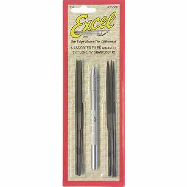 EXL55668 Assorted Mini File Set of 6 with Handle Excel Hobby Tools (ONLINE ORDER ONLY)