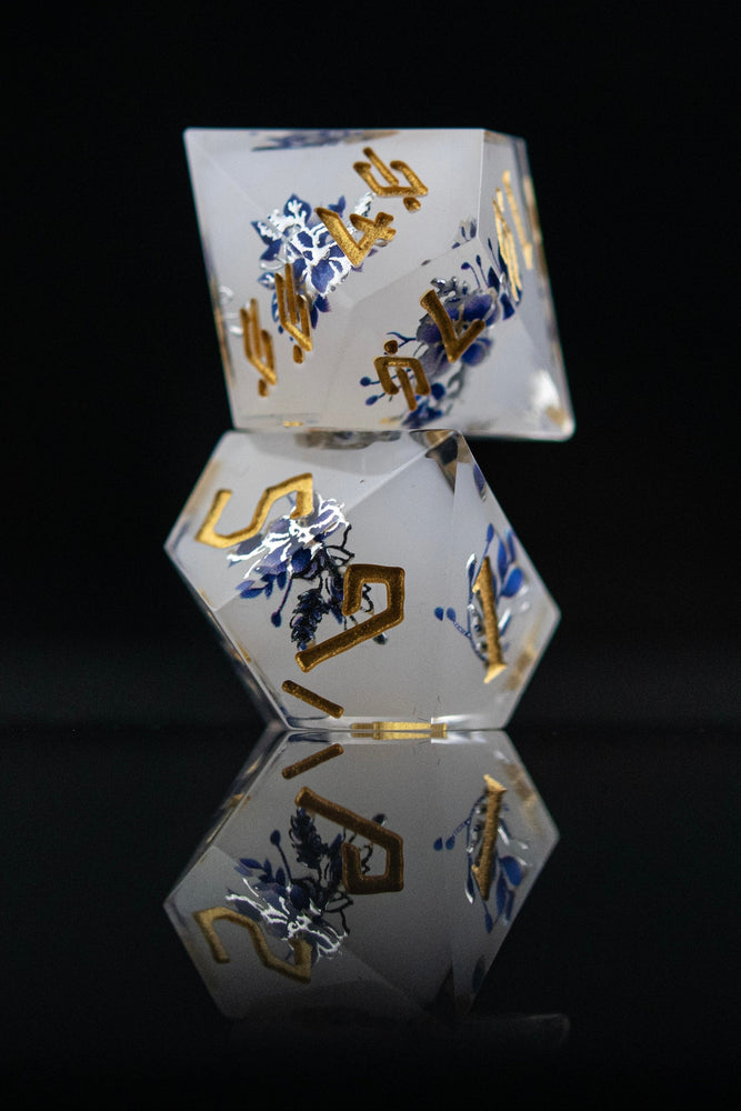 Pre-Order|| Earl Grey Lavender Sharp-Edged Resin Dice Set