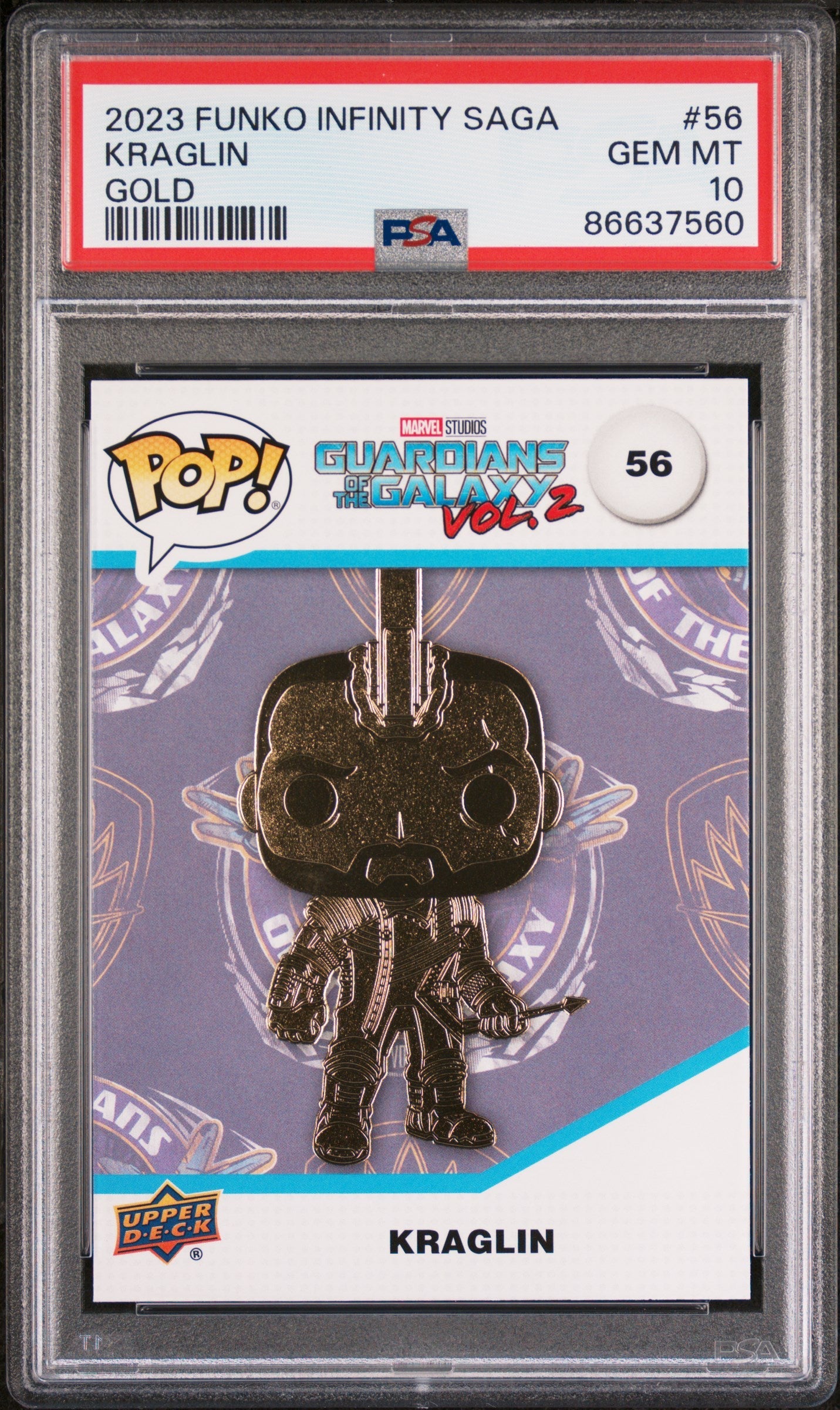 2023 UPPER DECK FUNKO POP MARVEL  KRAGLIN GOLD #56  PSA 10 (Online Order Only)