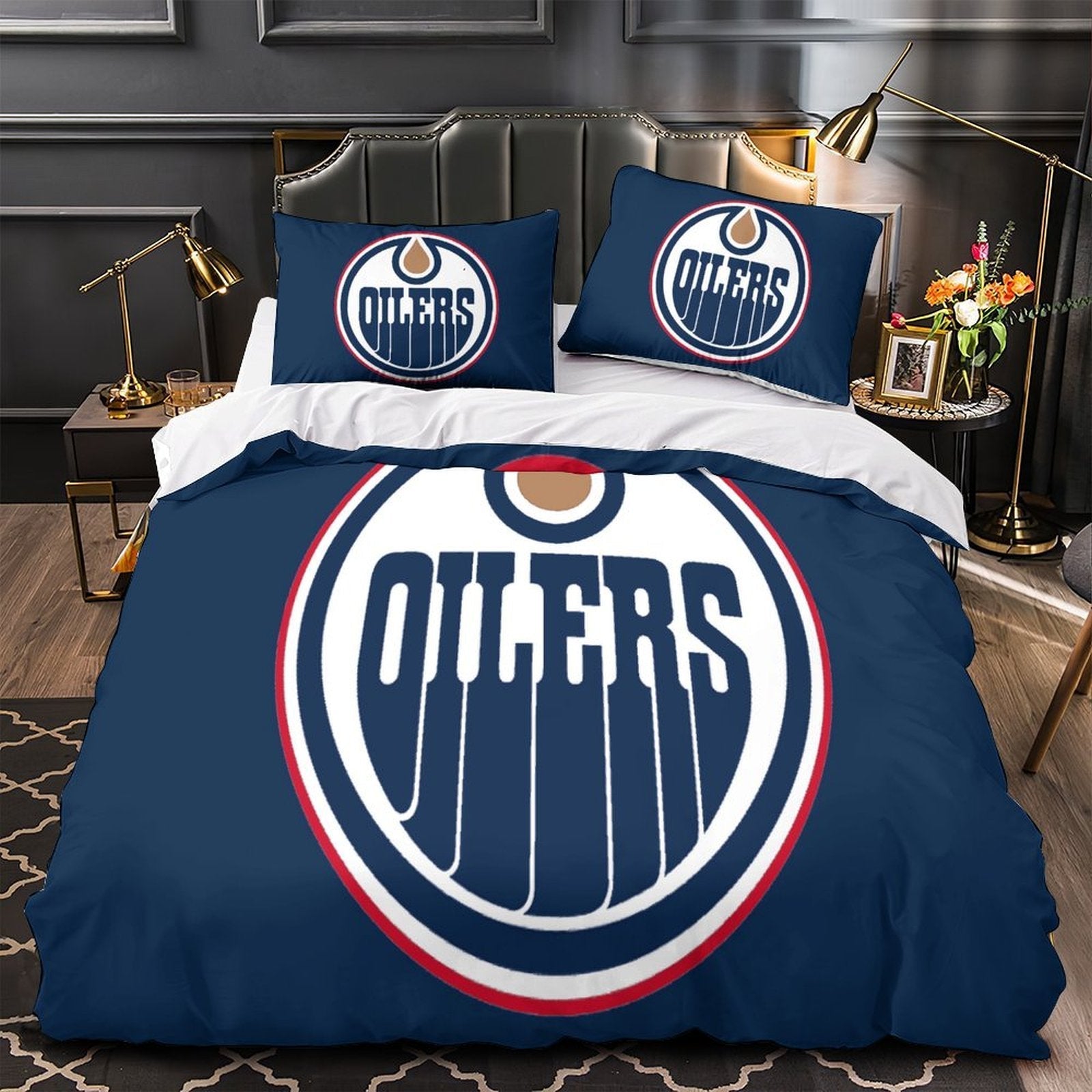 Edmonton Oilers Bedding Set Quilt Duvet Cover Without Filler (Online Order Only)