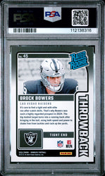 Graded 2024 Panini Donruss Brock Bowers #45 Rated Rookies Throwback Rookie RC Football Card PSA 10 Gem Mint (ONLINE ORDER ONLY)