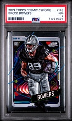 Graded 2024 Topps Cosmic Chrome Brock Bowers #149 Rookie RC Football Card PSA 7 Near Mint (ONLINE ORDER ONLY)