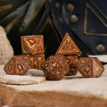 Pre-Order || Egyptian Gold Sandstone Stone Dice Set - Dice Around the World Collection