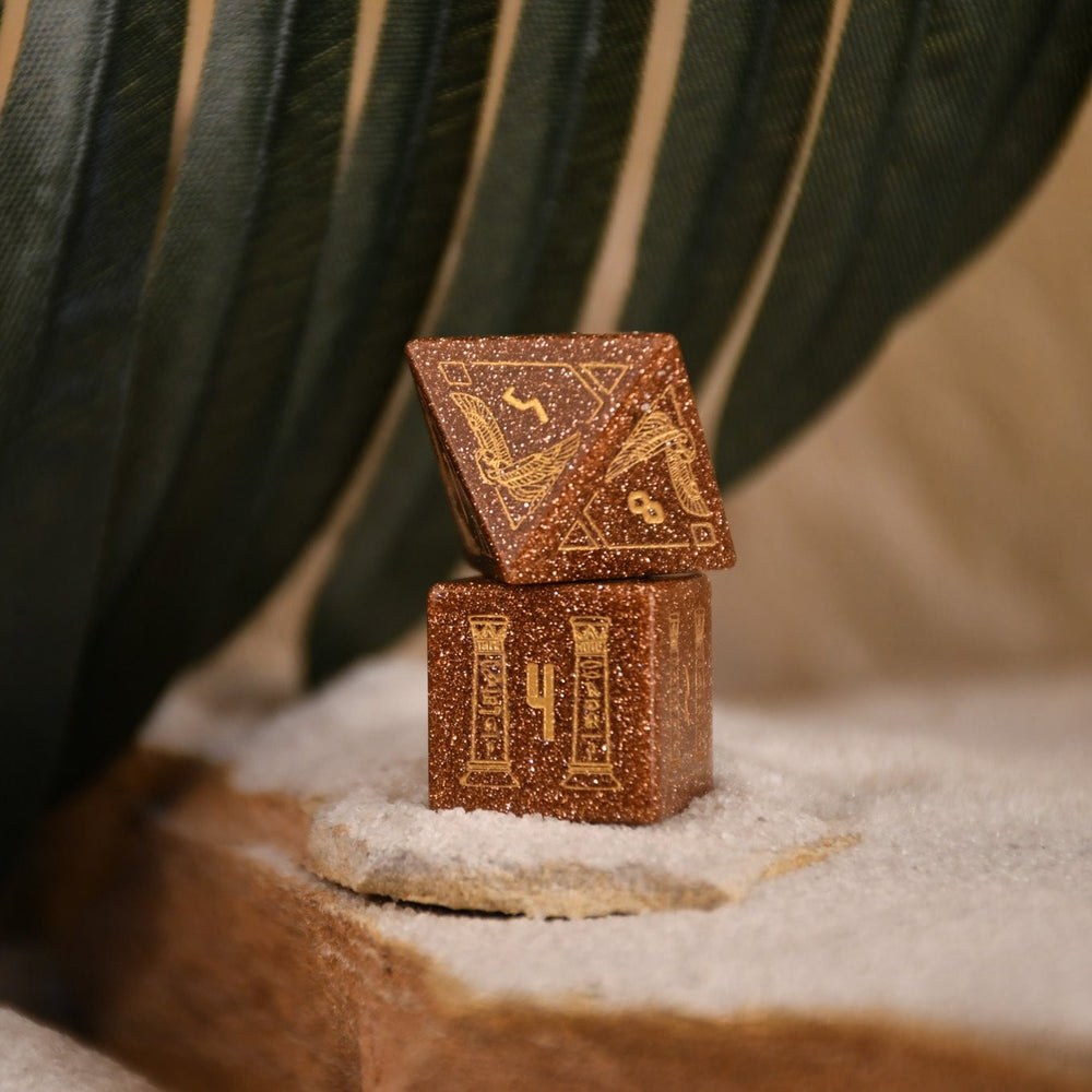 Pre-Order || Egyptian Gold Sandstone Stone Dice Set - Dice Around the World Collection