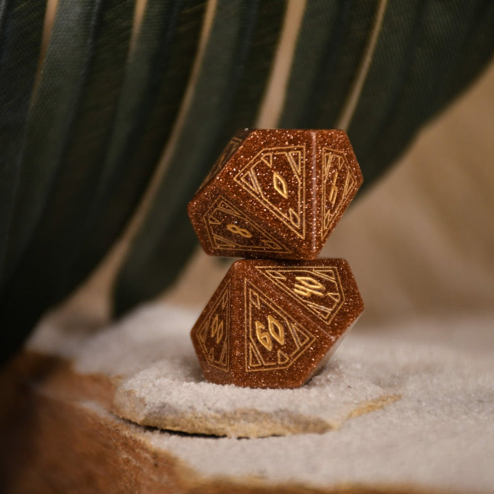 Pre-Order || Egyptian Gold Sandstone Stone Dice Set - Dice Around the World Collection