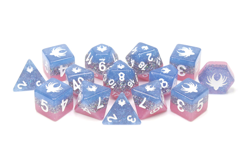 Elemental Glimmer - 14 Piece DnD Dice Set | Acrylic RPG Gaming Dice (ONLINE ORDER ONLY)