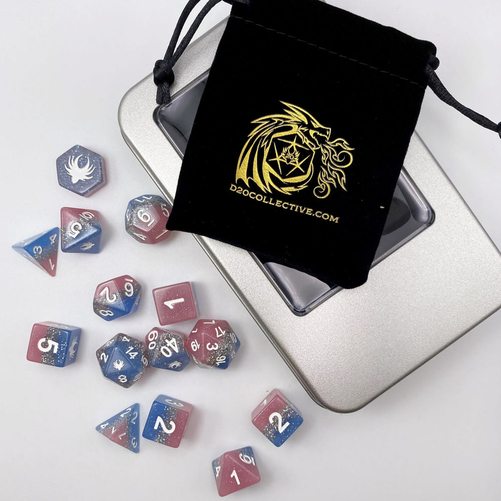Elemental Glimmer - 14 Piece DnD Dice Set | Acrylic RPG Gaming Dice (ONLINE ORDER ONLY)