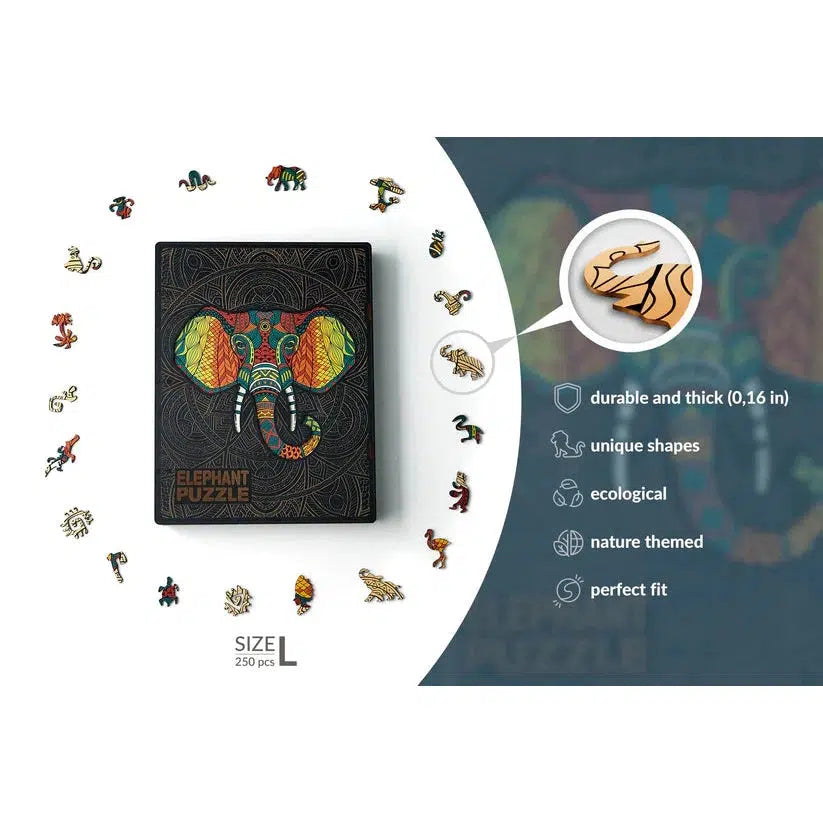 Elephant 250 Piece Wooden Jigsaw Puzzle Geek Toys (ONLINE ORDER ONLY)